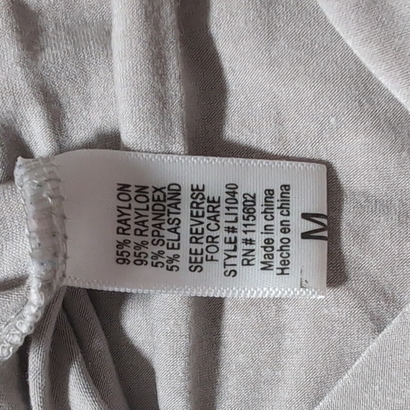 Lush Lace Trim Mini Dress Casual Short Sleeve Taupe Gray V Neck Sun Dress Medium - Picture 5 of 5